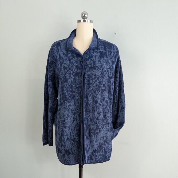 J Jill Cardigan Sweater L Blue Jacket Long Oversized Lagenlook Casual Work Fall - Picture 1 of 12